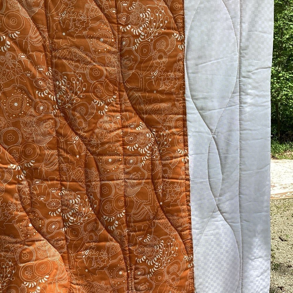 New With Tags. Bright Summer Orange and Green Garden Coin Lap Quilt - Picture 15 of 16